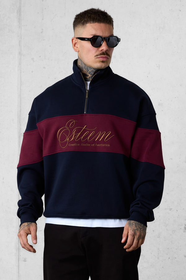 DARKSAPPHIRE SIGNATURE AESTHETICS OVERSIZED HALFZIP SWEATER
