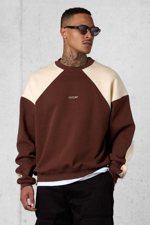 DOWNTOWNBROWN TWO TONE OVERSIZED SWEATER
