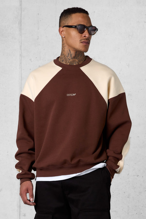 DOWNTOWNBROWN TWO TONE OVERSIZED SWEATER