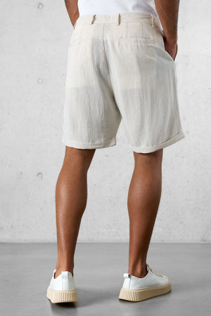ECRU LINEN SHORTS