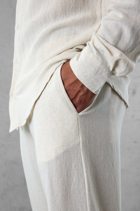 ECRU LINEN SHORTS