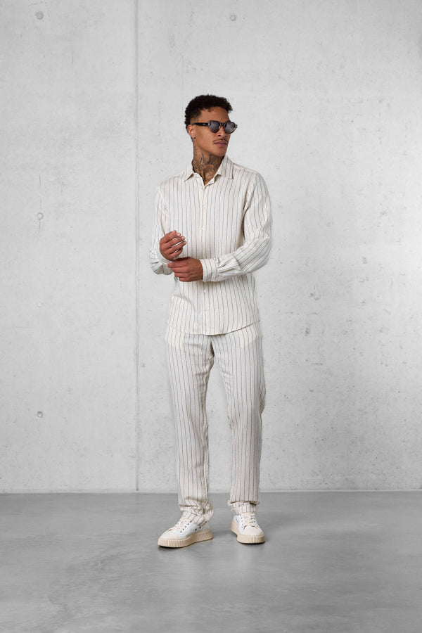 ECRU STRIPED LINEN SHIRT