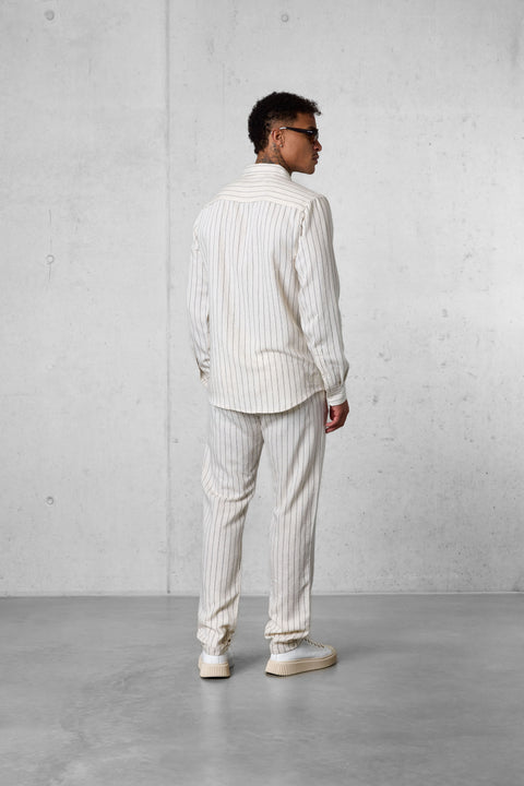 ECRU STRIPED LINEN SHIRT