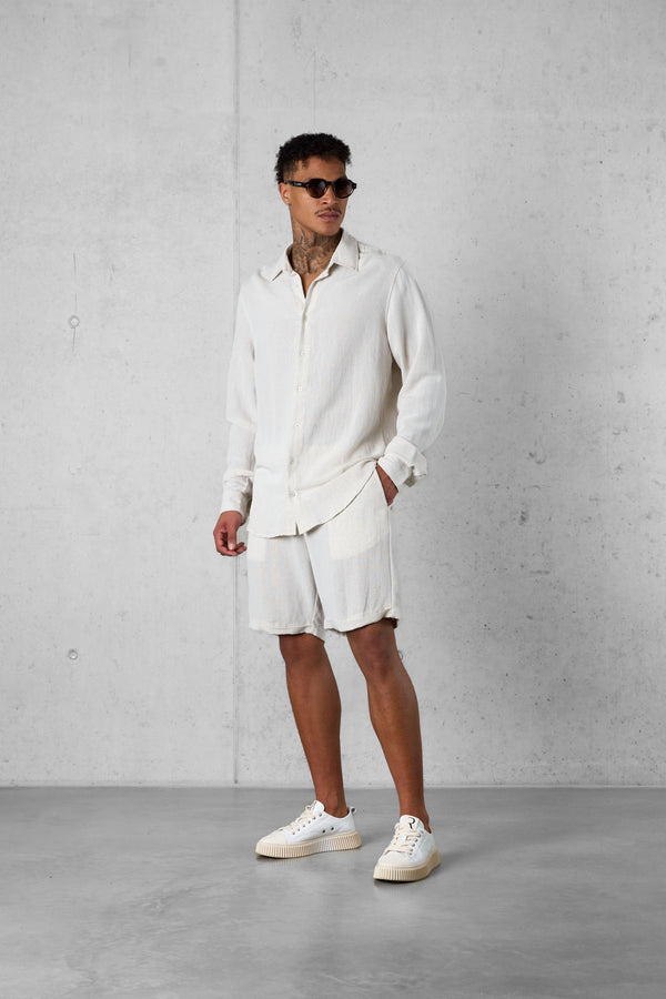 ECRU LINEN SHORTS