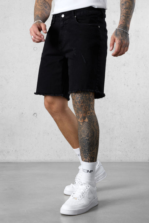 WASHED BLACK DISTRESSED JEANSSHORTS