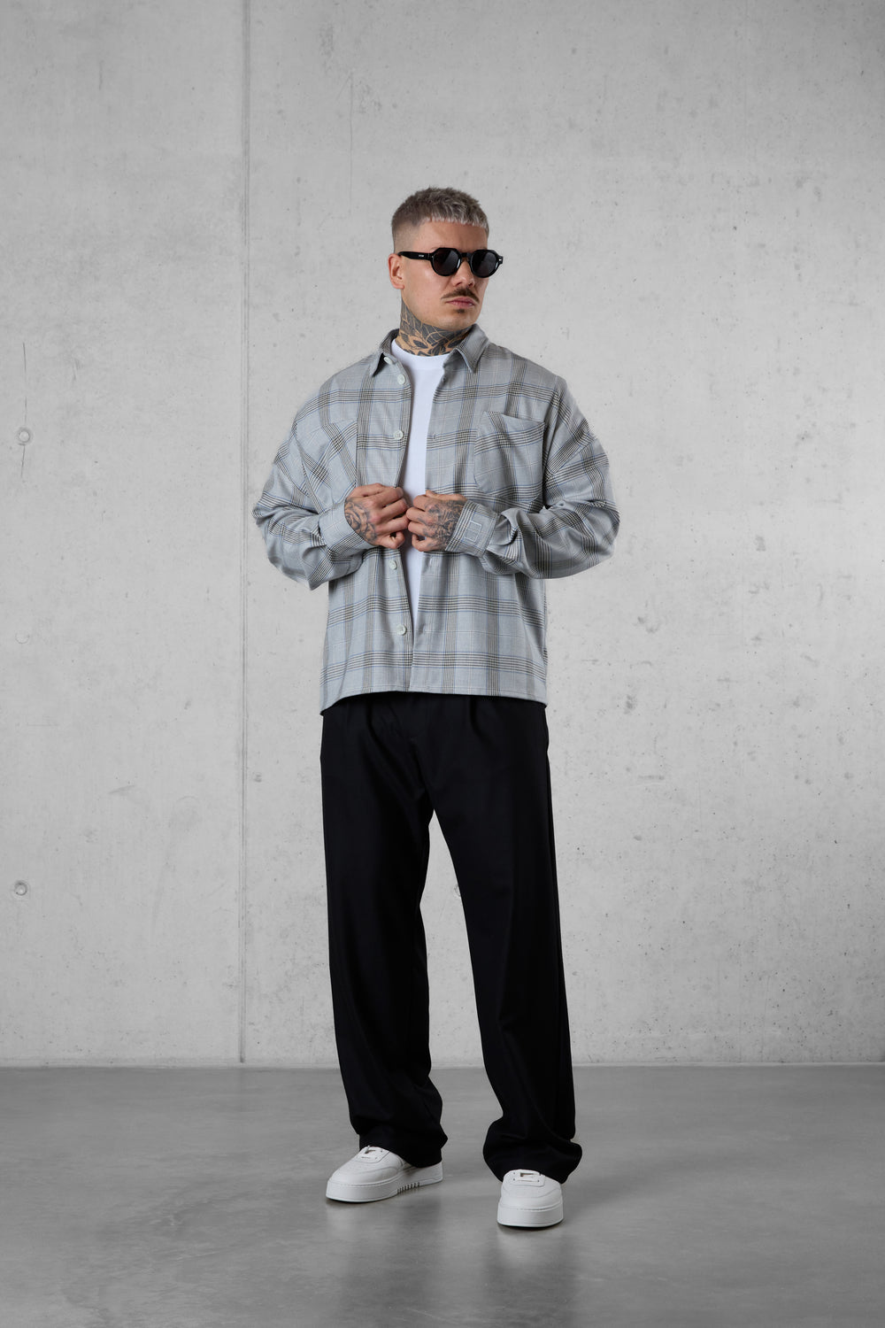 GREYBLUE PLAID OVERSIZED SHIRT