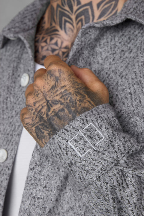 GREY HERRINGBONE OVERSIZED FLANNEL SHIRT