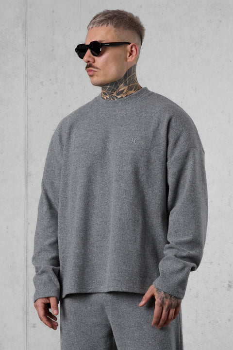 GREY MELANGE COMFY OVERSIZED SWEATER