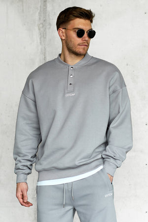 GREY BUTTONS OVERSIZED SWEATER