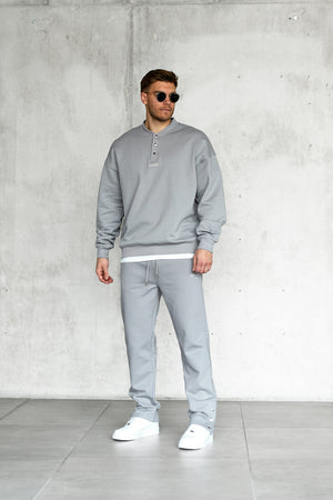 GREY BUTTONS OVERSIZED SWEATER