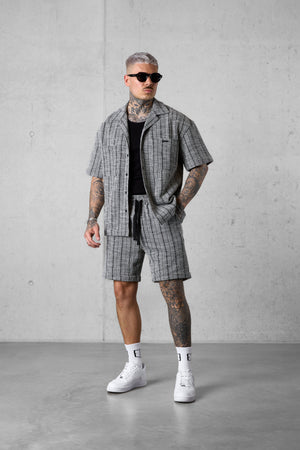 GREY STRIPED JACQUARD SHORTS