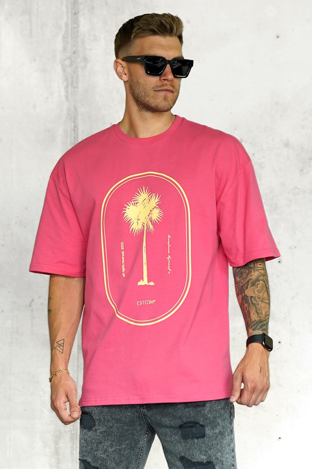HONEYSUCKLE SINGLE PALM OVERSIZED TEE