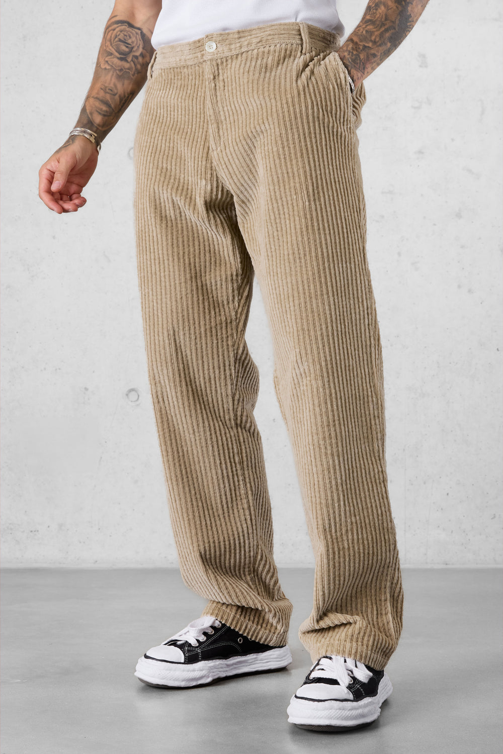 LIGHTBROWN CORD LOOSE PANTS