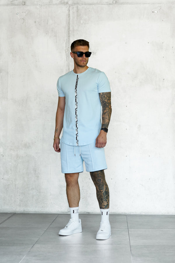 LIGHTBLUE PALM STRIPE TEE