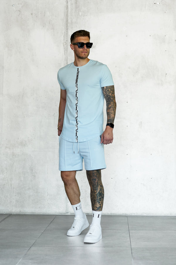 LIGHTBLUE PALM STRIPE TEE