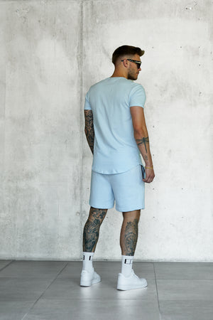 LIGHTBLUE PALM STRIPE TEE