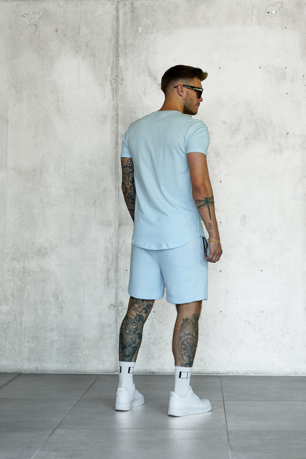LIGHTBLUE PALM STRIPE TEE