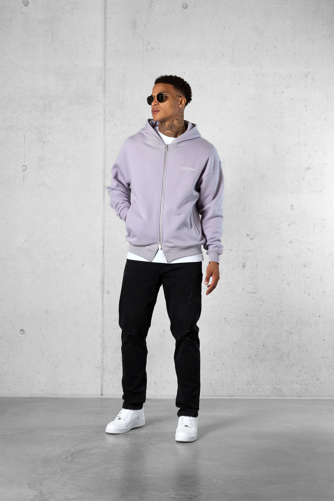 LILAC DISCREET OVERSIZED ZIP HOODIE