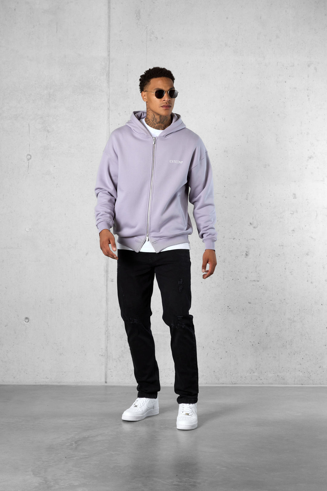 LILAC DISCREET OVERSIZED ZIP HOODIE