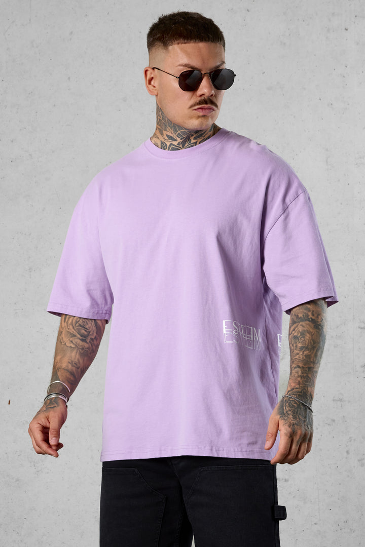 LILAC DOUBLE LETTERING OVERSIZED TEE