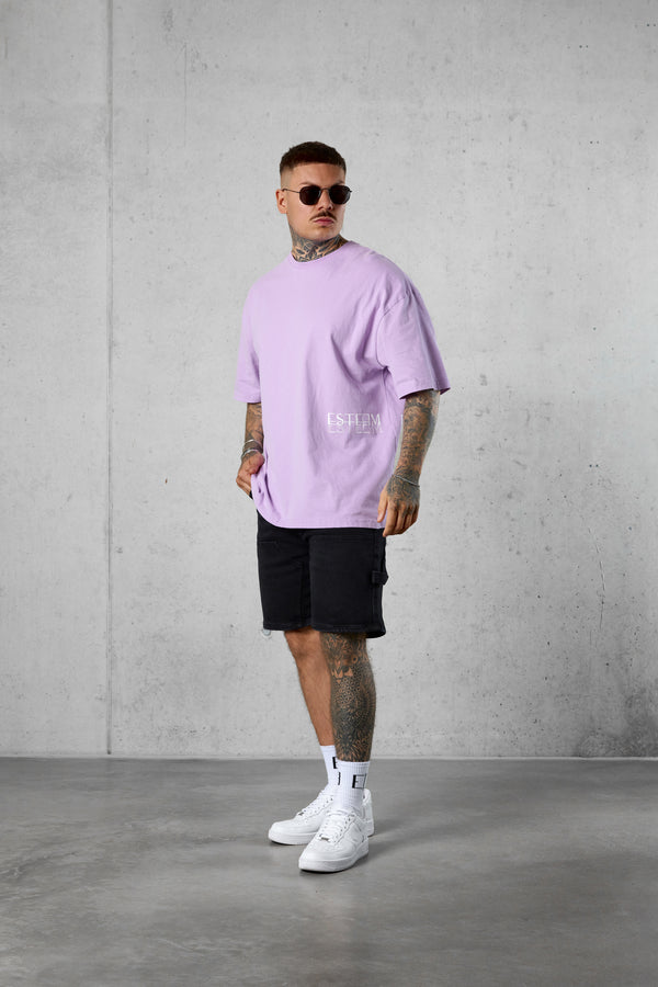 LILAC DOUBLE LETTERING OVERSIZED TEE