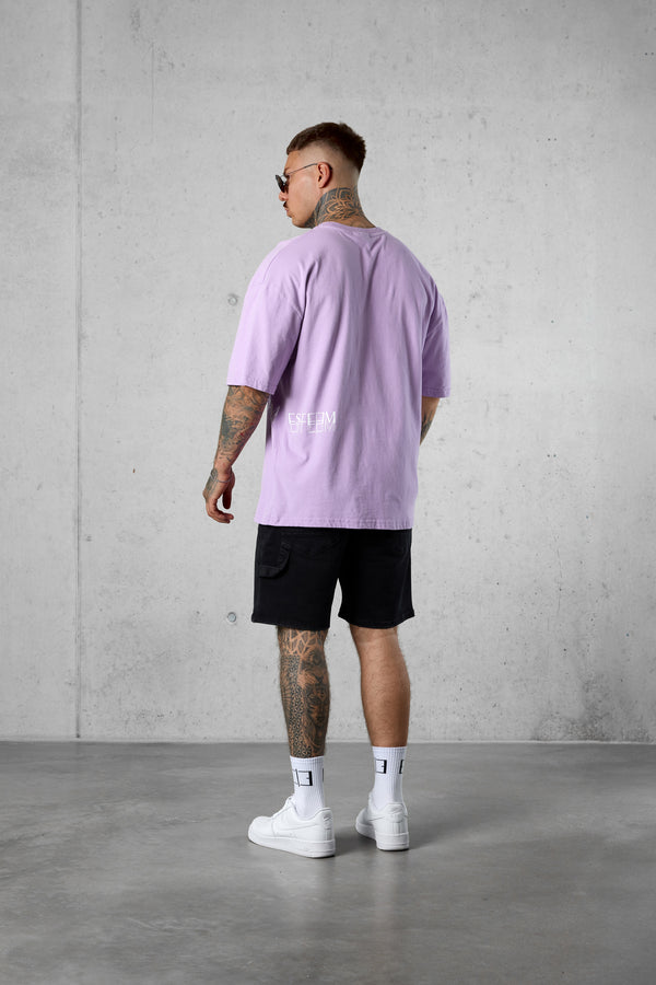 LILAC DOUBLE LETTERING OVERSIZED TEE