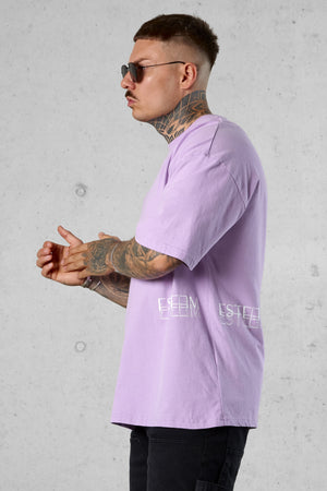LILAC DOUBLE LETTERING OVERSIZED TEE