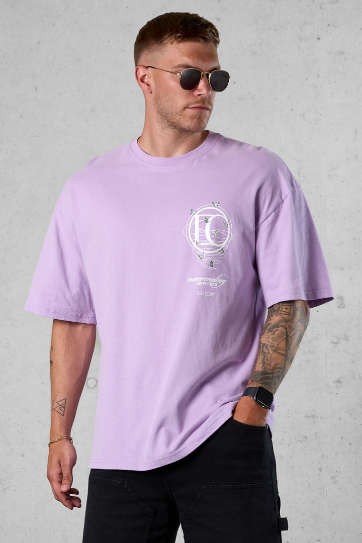 LILAC SPIRAL BUTTERFLY LOGO OVERSIZED TEE