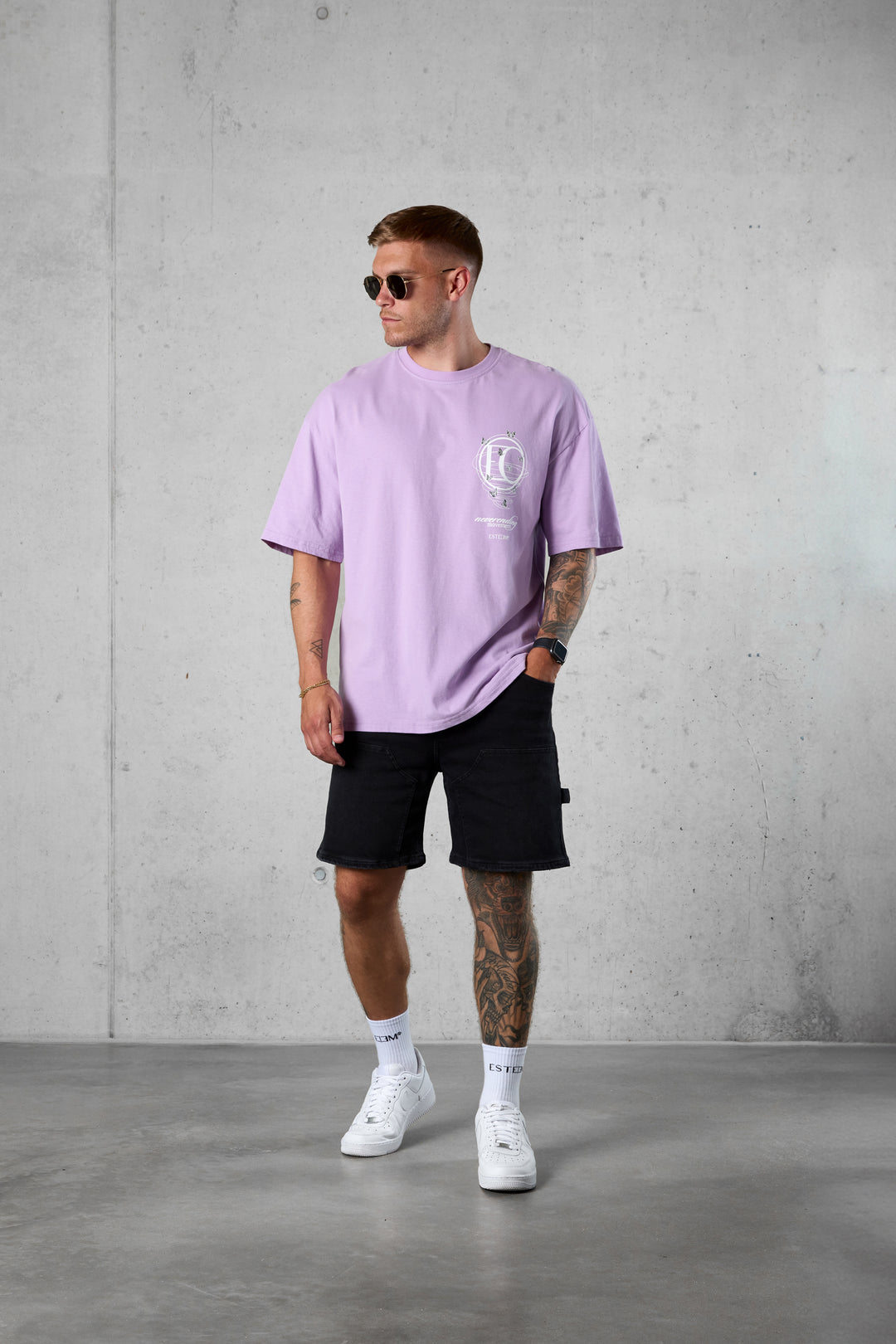 LILAC SPIRAL BUTTERFLY LOGO OVERSIZED TEE