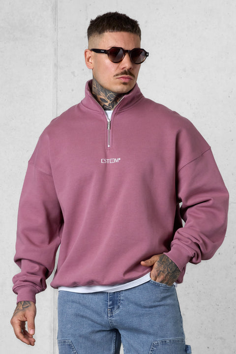 MAUVEROSE DISCREET OVERSIZED HALFZIP SWEATER