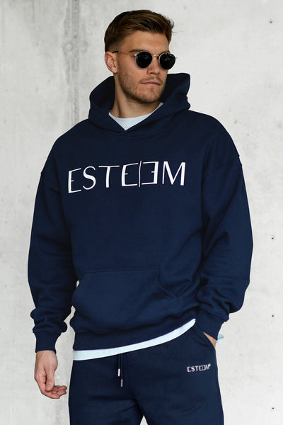 NAVYBLUE LETTERING OVERSIZED HOODIE