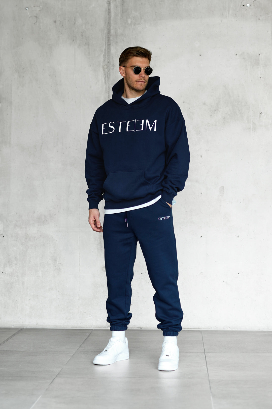 NAVYBLUE LETTERING OVERSIZED HOODIE