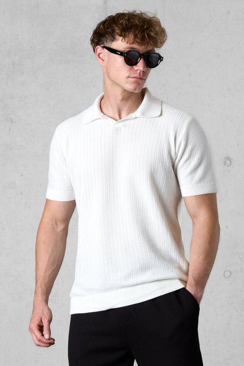 OFFWHITE KNIT POLOSHIRT