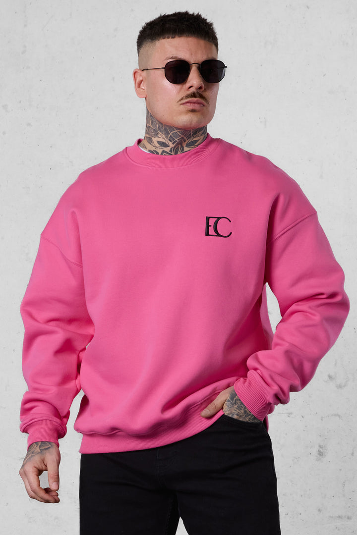 PINK EC LOGO OVERSIZED SWEATER