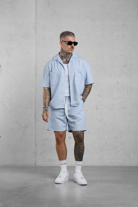 LIGHTBLUE TEXTURED SHORTS