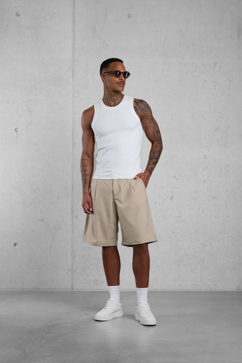 CREAM RIB TANK TOP