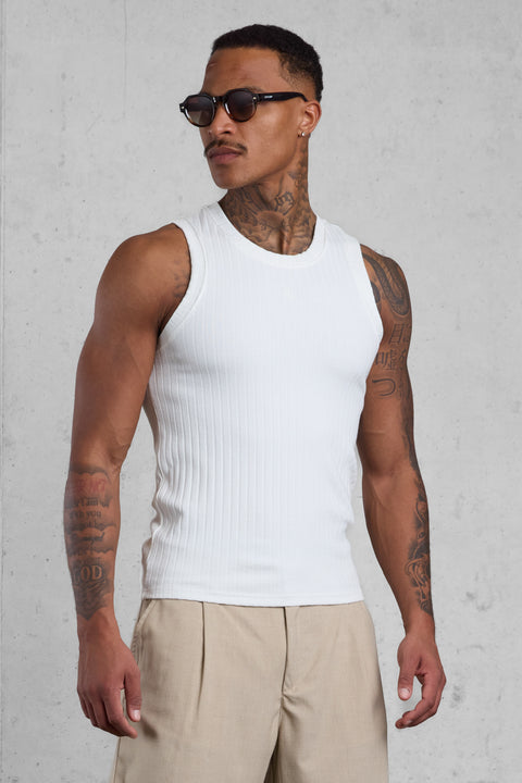 CREAM RIB TANK TOP