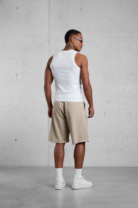 CREAM RIB TANK TOP