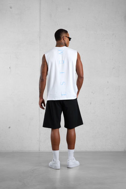 WHITE SKYBLUE VERTICAL OVERSIZED TANK TEE