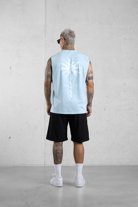 ICEBLUE PALM OVERSIZED TANK TEE
