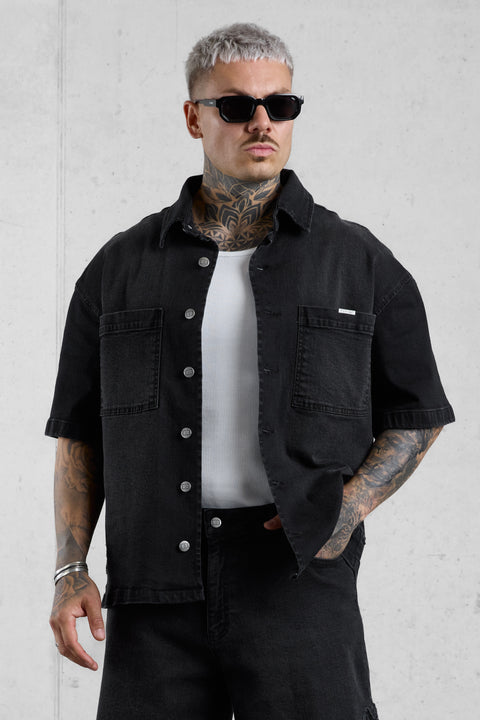 WASHED BLACK MONOGRAM JEANSSHIRT