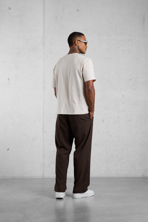 DARKBROWN WIDE TAILORED PANTS