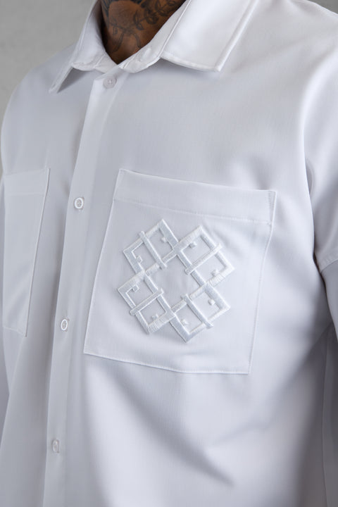 WHITE MONOGRAM OVERSIZED SHIRT