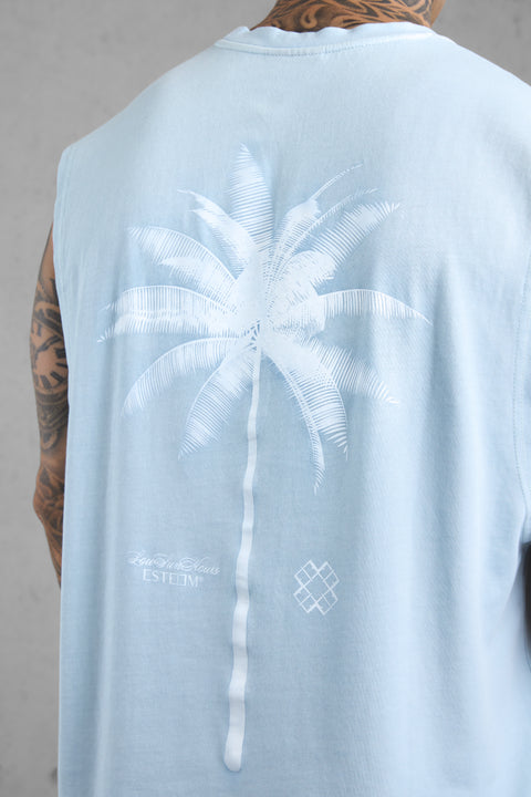 ICEBLUE PALM OVERSIZED TANK TEE