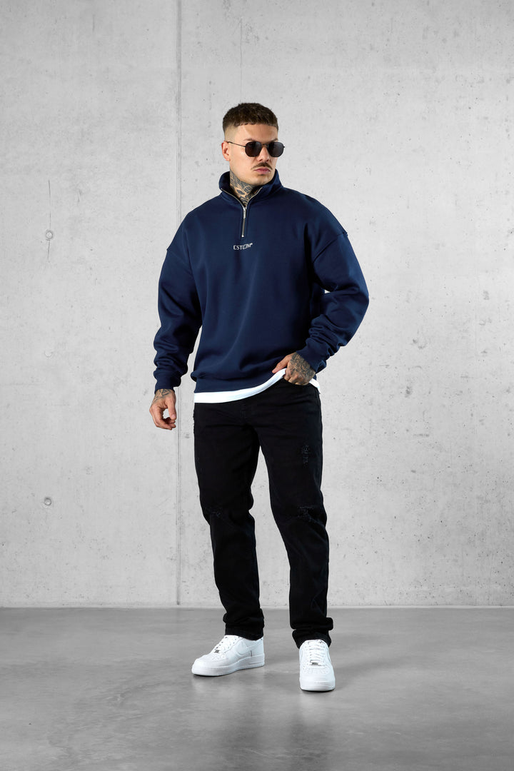 SEABLUE DISCREET OVERSIZED HALFZIP SWEATER