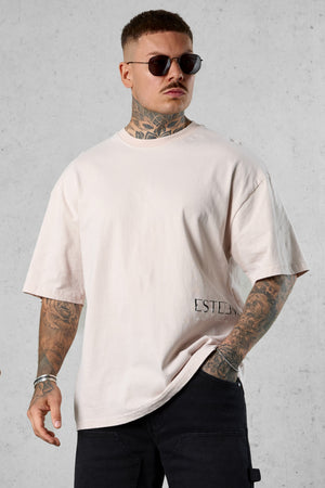 STONE DOUBLE LETTERING OVERSIZED TEE