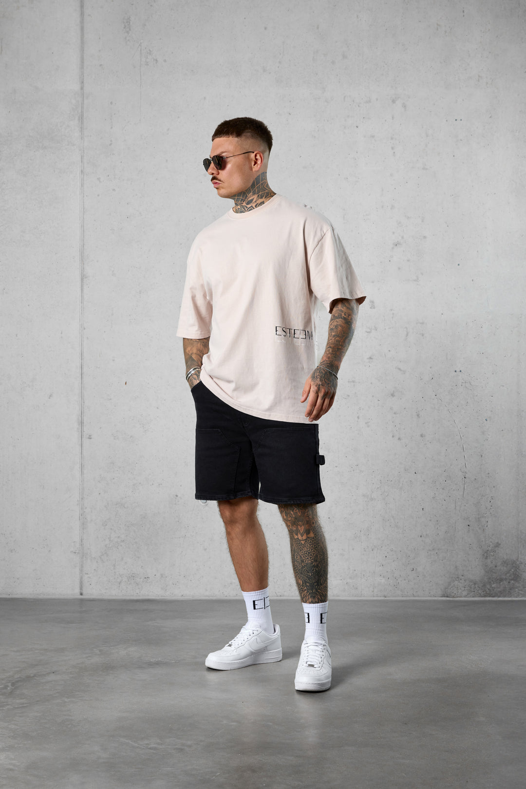 STONE DOUBLE LETTERING OVERSIZED TEE