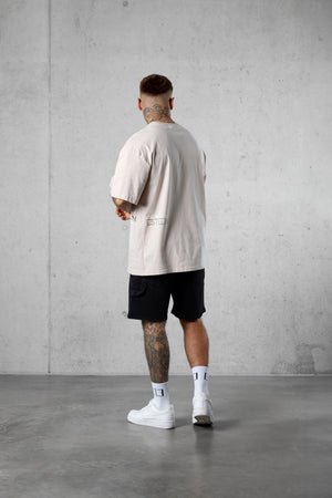 STONE DOUBLE LETTERING OVERSIZED TEE