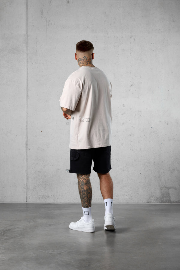 STONE DOUBLE LETTERING OVERSIZED TEE