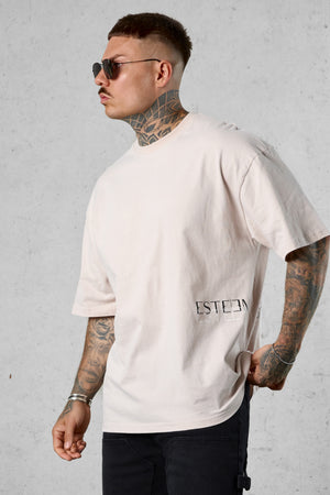 STONE DOUBLE LETTERING OVERSIZED TEE